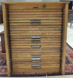 Antique Oak Wood Type Letterpress Foundry Cabinet w/ Antique Print Blocks