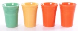 Group of 4 Vintage Fiesta Tumbler Cups : Tangerine, Yellow, and Light Green