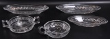 Group of 5 Antique Heisey Glass Greek Key Pattern Items
