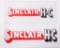 Group of 2 Vintage Sinclair H-C Reverse Painted Glass Pump Plates