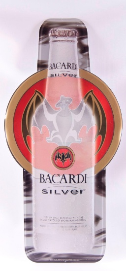 Bacardi Silver Embossed Advertising Metal Sign