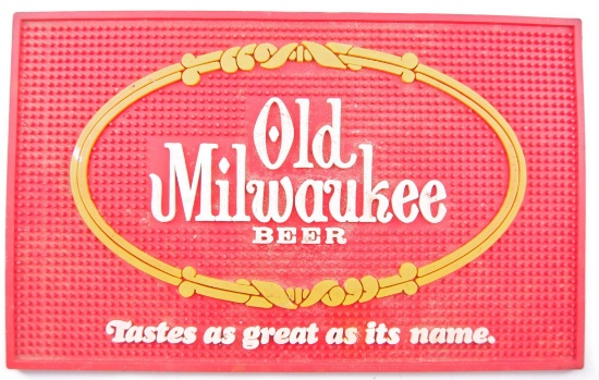 Vintage Old Milwaukee Beer Advertising Back Bar Rubber Mat