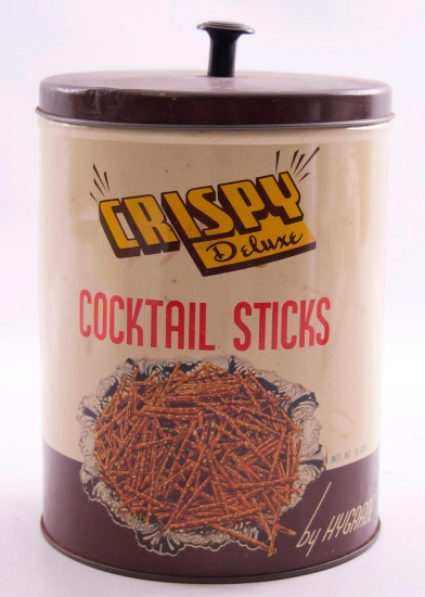 Vintage Crispy Deluxe Cocktail Sticks Advertising Tin