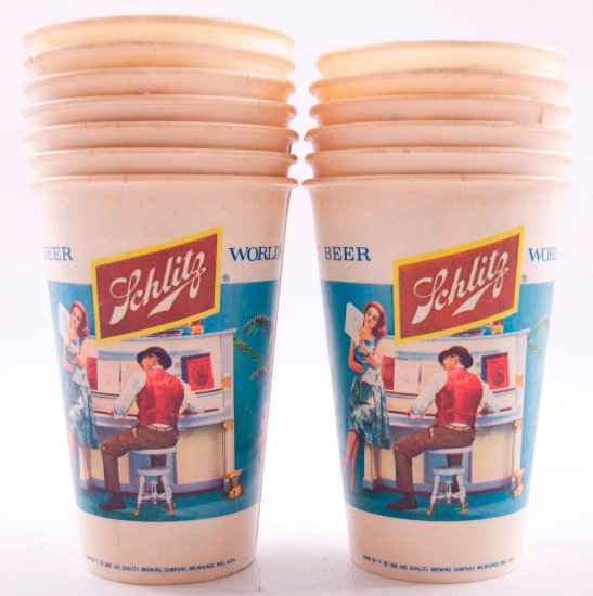 Group of 13 Vintage Schlitz Advertising Paper Cups