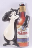 Vintage Hamm's Beer Vacuum Formed Advertising Bear with Bottle Sign