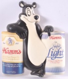 Vintage Hamm's Light Beer Vacuum Formed Advertising Bear with Beer Cans