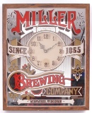 Vintage Miller Reverse Painted Glass Advertising Beer Mirror Clock