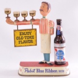 Vintage Pabst Blue Ribbon Advertising Metal Bartender Statue