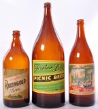 Group of 3 Vintage Advertising Amber Beer Bottles