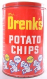 Vintage Mrs. Drenk's Potato Chips Advertising Tin