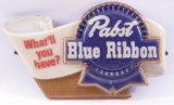 Vintage Pabst Blue Ribbon Advertising Plastic Beer Sign