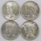 Lot of (4) 1922 P Peace Dollars.