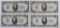 Lot of (4) 1934-A $20 Federal Reserve Notes.