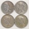 Lot of (4) 1922 P Peace Dollars.