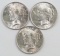 Lot of (3) 1923 P Peace Dollars.