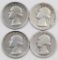 Lot of (4) 1932 S Washington Quarters.