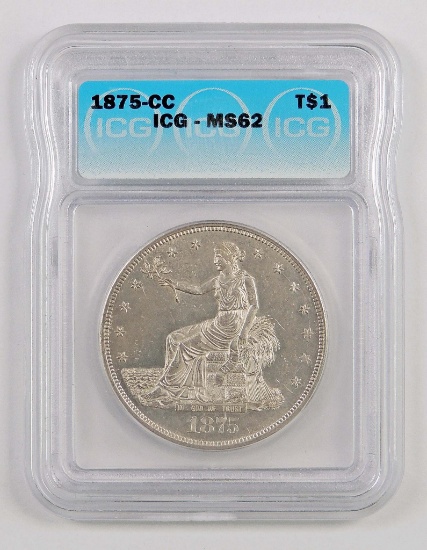 1875 CC Trade Silver Dollar (ICG) MS62.