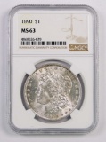 1890 P Morgan Silver Dollar (NGC) MS63.
