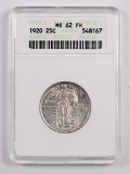 1920 P Standing Liberty Silver Quarter (ANACS) MS62FH