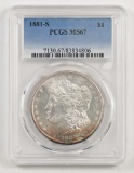 1881 S Morgan Silver Dollar (PCGS) MS67.