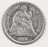 1861 Seated Liberty Half Dime.