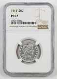 1915 P Barber Silver Quarter (NGC) PF67.