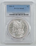 1881 S Morgan Silver Dollar (PCGS) MS65.