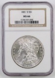 1881 S Morgan Silver Dollar (NGC) MS66.