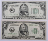 1934 & 1934-D $50 Federal Reserve Notes.