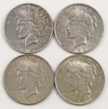 Lot of (4) 1922 P Peace Dollars.