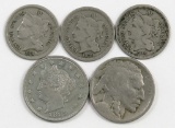 Lot of (5) Nickels & Three Cent Pieces.