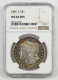 1881 S Morgan Silver Dollar (NGC) MS64DPL.