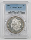 1886 P Morgan Silver Dollar (PCGS) MS63DMPL.