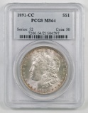 1891 CC Morgan Silver Dollar (PCGS) MS64.