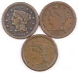 Lot of (3) U.S. Large Cents.