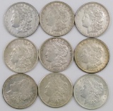 Lot of (9) Morgan Dollars.