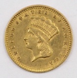 1857 $1 Large Head Indian Princess Gold.