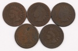 Lot of (5) Indian Head Cents from the 1870's.