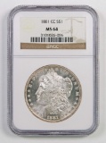 1881 CC Morgan Silver Dollar (NGC) MS64.