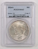 1924 S Peace Silver Dollar (PCGS) MS63.