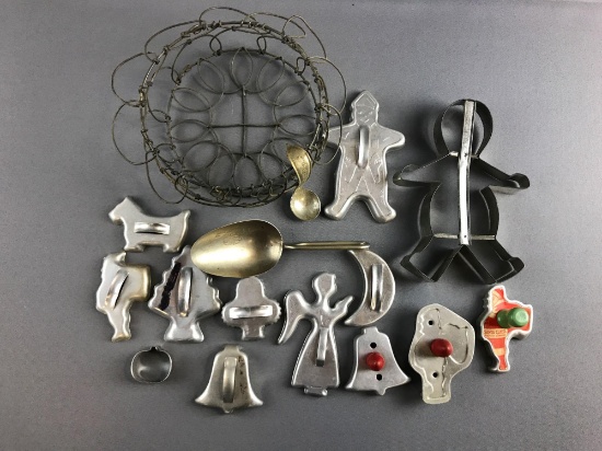Group of Vintage Tin Cookie Cutters and more