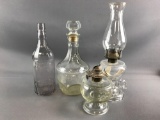 Group of Oil Lamps and Glass items
