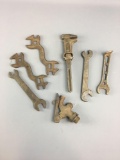 Group of 7 antique wrenches and more