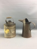 Group of 2 vintage gas and Dover oil can