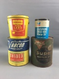 Group of 4 vintage advertising motor oil cans and more