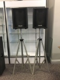 Pair of Danville model 100 PA speakers with stands