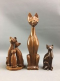 Group of 3 wooden cats