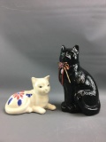 Group of 2 ceramic cat figurines