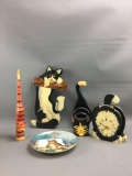 Group of wooden cat decor and more