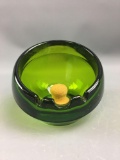 Vintage Art Deco green glass ashtray